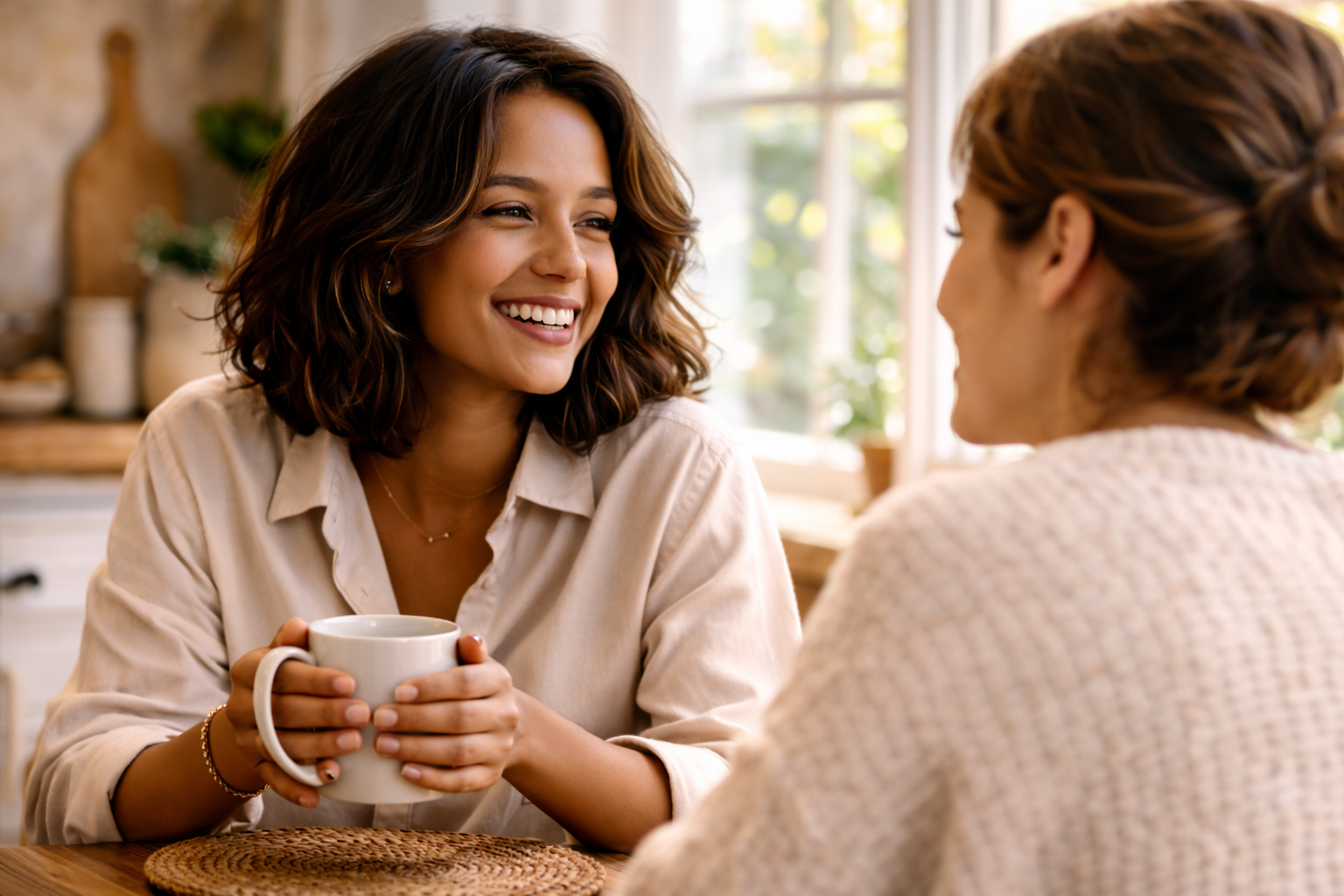 A woman lies on a couch with her eyes closed, one arm draped across her forehead, conveying depletion rather than rest, in warm muted indoor light.